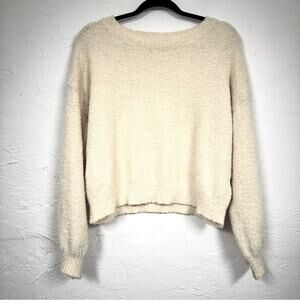 La Maison X Molly Bracken Cream Teddy Bear Pullover Sweater Womens S Cozy Soft